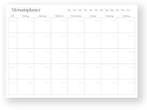 Monatsplaner DIN A4 | Kalender undatiert | Monatsplanung (Rechtwinklige Ecken)