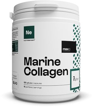 Nutrielement Collagène Marin Peptan (Type 1) 120 Gélules | Collagène hydrolysé - Contribue à la santé des cheveux, articulations, os - Favorise la jeunesse de la peau - Nutrimuscle