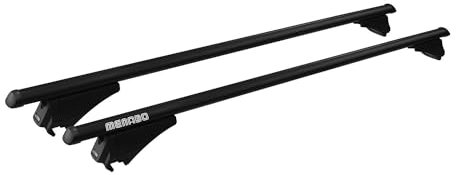 Menabo Dachträger Grundtäger kompatibel mit Subaru Forester mk4 2013-2018 Aluminium 75kg Schwarz 2tlg Offene Reling für Fahrradträger, Dachboxen, Skiträger Abschließbar