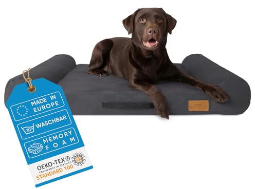 FREUDENTIER® orthopädisches Hundebett mit Memory Foam, super kuschelig, waschbar, Made in Europe, Hundebett für kleine, mittelgroße & große Hunde (110x64cm)
