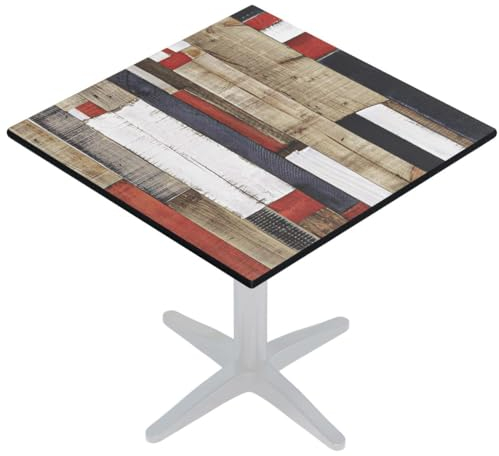 GGMMÖBEL COMPACT | Esstisch HPL Tischplatte | 58 x 58 cm | Vintage Bunt | Perfekt für klappbare Gartentisch, Esstisch | Outdoor | Restaurant, Cafe, Bar
