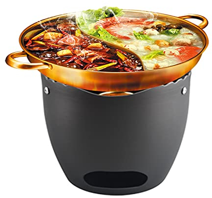 YWQJL Spirituskocher Für Innenräume，spirituskocher 2-flammig,144x128 mm Tragbare Spirituskocher für Innenräume Campingkocher mit Topf，Campingherd aus Edelstahl für Innenraum
