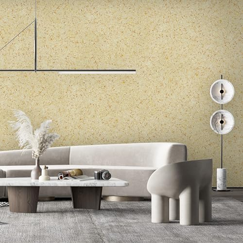 Belka B1 Papier peint crème, pur coton, autocollant, isolation thermique et acoustique, durable, moderne et élégant, à faire soi-même, écologique et naturel, env. 3 m² (m²)