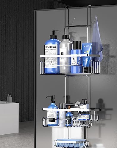 Kegii Hanging Shower Caddy - Over Door Storage Rack, Stainless Steel Organiser, No Drilling Shelf
