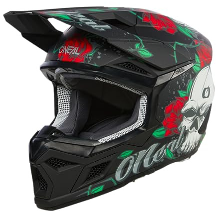 O'NEAL | Motocross-Helm | MX Enduro | ABS-Schale, Lüftungsöffnungen für optimale Kühlung | 3SRS Helmet MELANCIA V.24 | Erwachsene | Schwarz Multi | Größe S