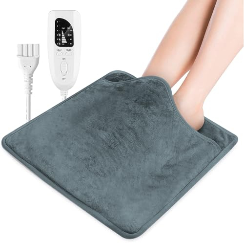 CLIUNT Scaldapiedi elettrico, Scaldapiedi elettrico riscaldato, con 6 livelli di temperatura e 4 funzioni di spegnimento temporizzato, lavabile, 50 W (grigio scuro)