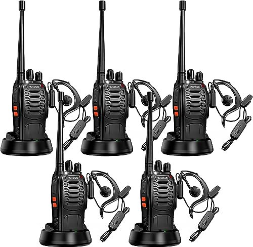 Arcshell Wiederaufladbare Zwei-Wege-Radios mit großer Reichweite mit Ohrhörer, 5 Stück, Arcshell AR-5 Walkie-Talkies, Li-Ionen-Akku und Ladegerät im Lieferumfang enthalten (5 Stück)