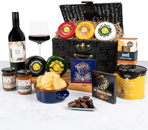 Luxury Cheese & Wine Hamper | Wine and Cheese Hamper Gift Set and Accompaniments