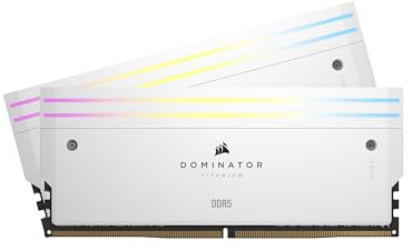 CORSAIR DOMINATOR TITANIUM RGB DDR5 RAM 96GB (2x48GB) DDR5 6600MHz CL32 Intel XMP iCUE Compatible Computer Memory - White (CMP96GX5M2B6600C32W)