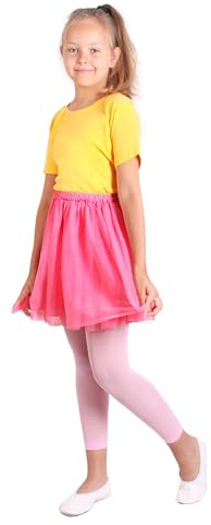 looksy Filles 7/8 Longueur Collants sans Pieds pour Jupe Robe Tunique Leggings Minces pour Petite Dame À La Mode Enfants Ballet Gymnastique École Pantalon Alice, Rosa 98/104 cm (3/4 Ans)