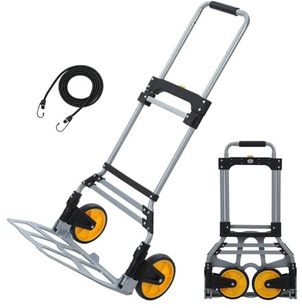 TOPWAY Folding Trolley Aluminium Plate Foldable Hand Truck Multi Purpose Sack Barrow Cart 120kg Loading Capacity and Telescoping Handle for Home Office Garage Use