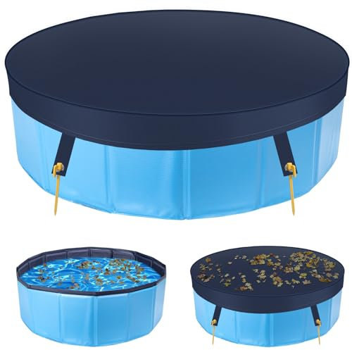 Nobleza Couverture de Piscine pour Chien, Couverture de Baignoire pour Chien en PVC Imperméable, Couverture de Piscine Pliable pour Chien avec 4 Piquets de Sol 80x10cm