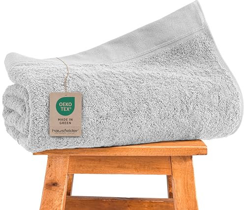 Hausfelder Asciugamano da Sauna XXL Premium 80x200 cm - Grande 500g/m² per Donna e Uomo, 100% Cotone, Certificato Ökotex (Grigio Chiaro)