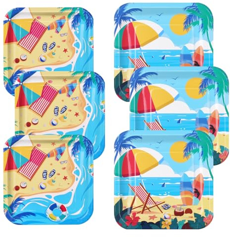 Gatherfun 80 PCS Beach Theme Party Supplies Set - Ultimate Summer Pool Pack with Paper Dinner & Dessert Plates for Hawaiian Beach Party, Birthday Decorations & More,