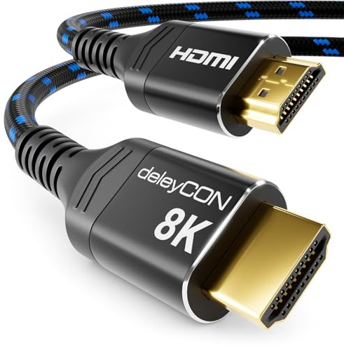 deleyCON 7,5m 8K HDMI 2.1b Kabel (48G, ULTRA Highspeed) Zertifiziert, 8K@60Hz 4K@144Hz 120Hz 2K@144Hz/165Hz EARC HDCP 2.3/2.2 - für DTS:X HDR Dolby Atmos TV PS5 Xbox Soundbar Monitor
