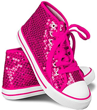 Think Jeck! Pailletten Schuhe Damen Glitzer Sneaker auch als Wendepailletten wählbar Halbhoch Damenschnürer Disco (Pink, 44)