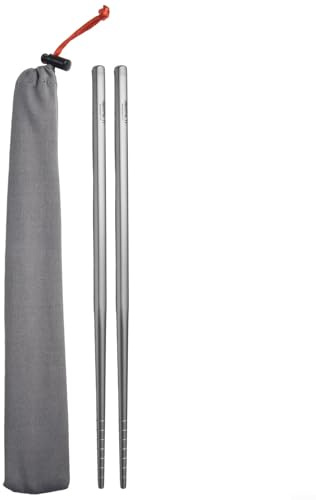 HEBEOT Titanium Reusable Chopsticks Titanium Chopsticks With Storage Pouch Multi Functional Utensil For Any Occasion(Polish 195mm)