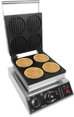 biniliubi Machines à Gaufres Gaufrier Professionnel Thermostat RéGlable Nettoyage Facile Grande Capacité Commande Intelligente Haute SéCurité AntidéRapants Voyant Lumineux Tableau TempéRatures