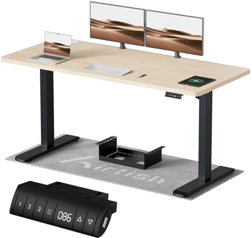 Airfish Escritorio Elevable Electrico 180 × 80cm con Puerto USB, Mesa Escritorio Elevable con Alerta de Sedentarismo, Escritorio Ajustable en Altura, Mesa de Oficina Elevable