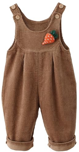 Happy Cherry Salopette Bimbo Bimba Tutina in Velluto a Coste Pantaloni con Bretelle Regolabili Pagliaccetto Bambini Senza Maniche Modello a Carota per Primavera Autunno, Marrone 18 Mesi