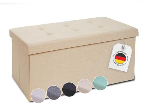Blumtal Sitzbank mit Stauraum + extra Box - Truhenbank mit Stauraum 76x38x38 cm - Sitztruhe mit Stauraum - Bequemer Hocker mit Stauraum - Aufbewahrungsboxen - Sitzbank klein - bequeme Sitzbox in Beige