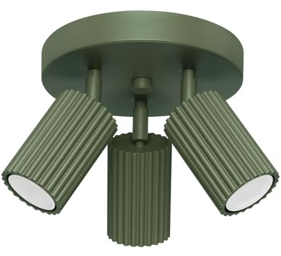 SOLLUX lighting Deckenlampe Deckenleuchte Deckenstrahler Aluminium 3 Flammig 19,5 x 19,5 x 18 cm Karbon Olivgrün