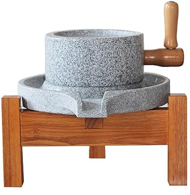 Pietra per Mulino a Mano per Cereali, Pietra per Mulino a Mano per Cereali in Granito, Vecchia Pietra per macinare Cereali/spezie/Latte di soia/Erbe/Bacche di Grano, Mulino a Umido e a Secco