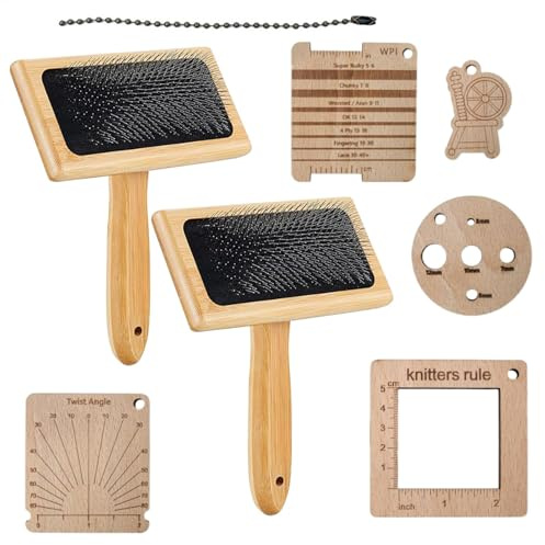 Wollkarder, Kardierbürsten für Wolle - Multifunktionale Wollbürste | Bastel-Wollnadelfilzbürste mit Holzgriff, Wollmischkamm-Set, Zupfbürste für Hunde