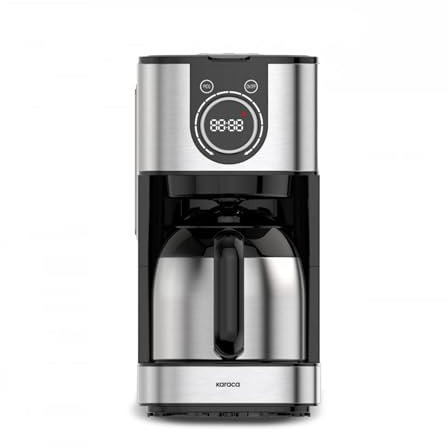 KARACA Series 2303 Filter Coffee Machines with Timer, Filter Coffee Maker with Automatic Keep Warm Function & 1.2-litre Steel Thermal Carafe, Fast Brewing, Black