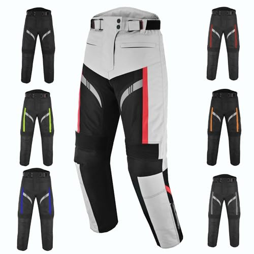 Vaster Moto Herren Motorradhose Wasserdicht Cordura Textil Schutzhose für Motorradhose mit Herausnehmbarer Panzerung Fahrrad (DE/NL/SE/PL, Alphanumerisch, 3XL, Regular, Regular, Silber)