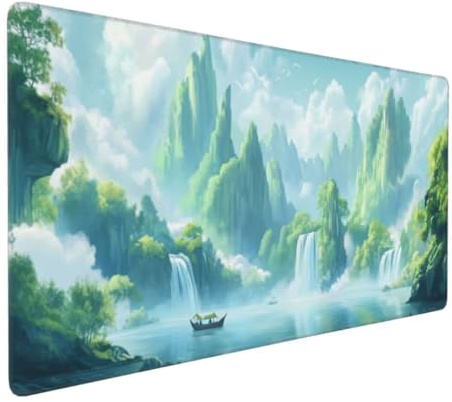 Tapis de Souris Vert lac XXL Large 1000x600x3mm, Tapis de Souris Imperméable, Tapis de Souris Tapis de Bureau avec Base Anti-Dérapage Multifonctionnel et Etendu, pour Gamer Personnel de Bureau k-647