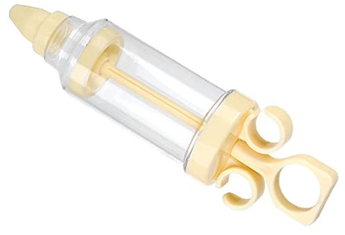 Qcwwy Pastry Decorating Nozzle Kit with Cookies Piping Syringe, Cake Decorating Tool for Bakeries, Cream-Colored + Transparent (【34380】Beige Yellow Mouth Plating Gun)