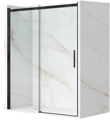 Balneo Duschtür Glas Schwarz - Duschtüren Korrosionsbeständig, Pflegeleicht - Universell Rechter/Linker Einbau - 110 x 195 cm Nischentür Dusche Ideal Für Minimalistische & Elegante Badezimmer