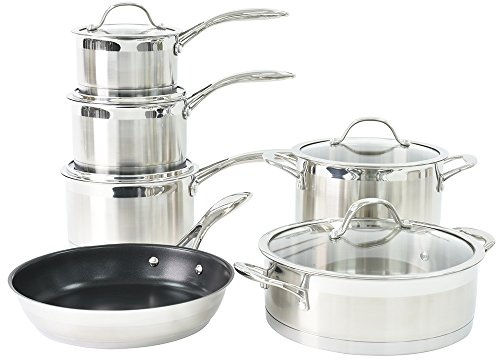 ProCook Professional 18/10 Stainless Steel Cookware Set - 6 Piece, 14/16/18/20/24 cm, Non Stick Pots with Lids - Induction Compatible Cooking Pans