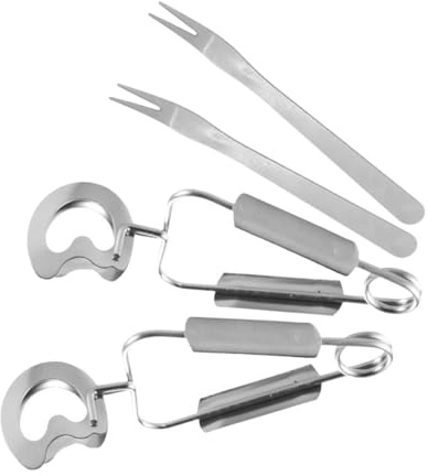 ZUNOXAZ 2sets Stainless Steel Clip Kitchen Utensil Snail Fork Food Serving Salad Tongs for BBQ Restaurant Home Use