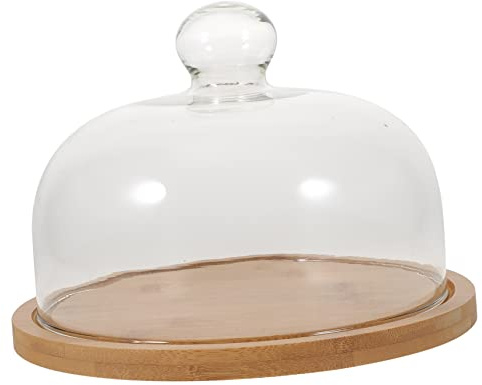 CONGARTENO Glass Food Cover Dome for Cake Plate Food Display Case, Dustproof Cover for Cake Shop, Resistant to Temperature Change