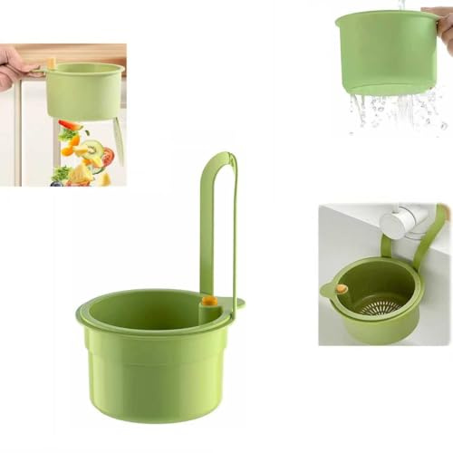 Colador para Fregadero,Cesta coladora para Fregadero de Cocina,colador de Grifo Colgante,colador de Drenaje multifunción,para Capturar Frutas Y Verduras Lavado Alimentos (Verde)