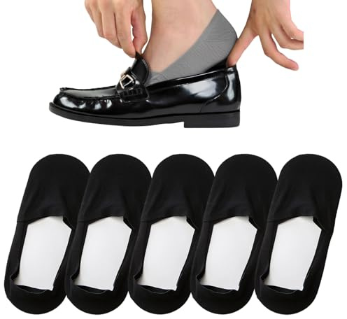 gaïa SOKA One :Les chaussettes invisibles qui tiennent en place Hommes Femmes - 5 Paires Coton Élastique 38-44 - Chaussettes Courtes Respirantes Antidérapantes pour Mocassins et Baskets