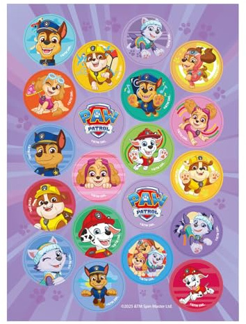 Dekozauber24 20x Paw Patrol Essbare Muffin Deko zum Auflegen, 20 Stück, vegetarische Tortendeko zum Geburtstag, ohne Zuckerzusatz für Muffins, Cupcakes und Torten