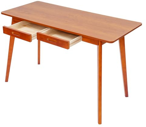 Escritorio con cajones versátil para el hogar versátil para la mesa de ordenador moderna con cajón de madera y mesa de comedor se puede utilizar como mesa de trabajo, mesa de juego, etc., color nogal