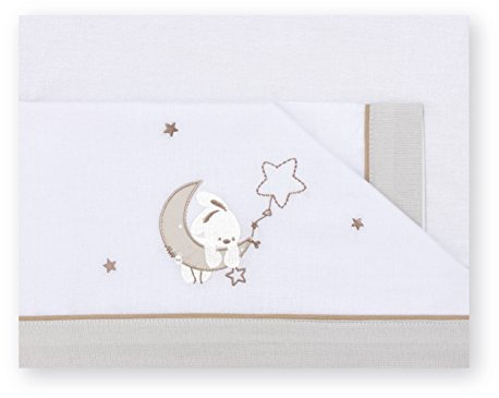 Pirulos 00113110 - Sábanas, diseño luna, 50 x 80 cm, color blanco y lino