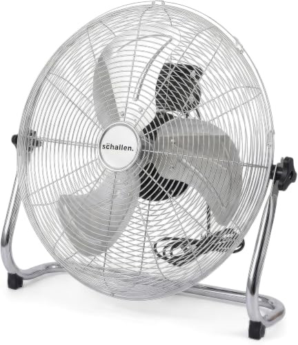 Chrome 18 Inch (46 cm) Powerful Cooling High Velocity Floor Air Circulator GYM Fan with 3 Speed Settings and Adjustable Fan Head, Quiet Operation For Use in Homes, Offices and Bedrooms.