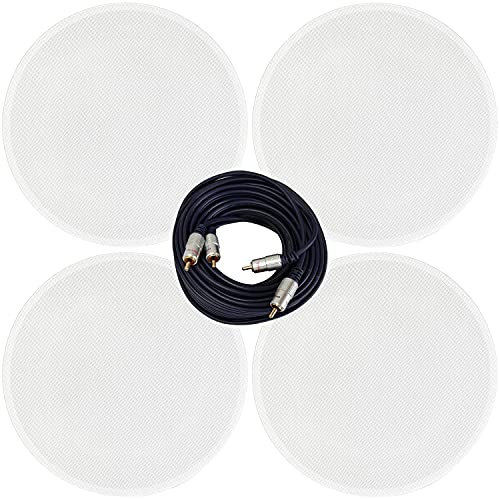 Système d'enceintes de plafond Bluetooth actives de 16,5 cm (4 haut-parleurs) | Smart Home – Pas besoin d'amplificateur | Kit HiFi sans fil – Profil bas fin – pour cuisine, salon, chambre – Boucles
