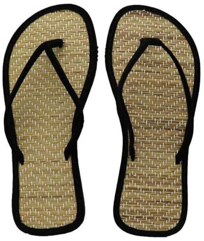 Black Sugar Tongs Résistant Mixte Femme Homme Paille Naturelle Sandales Chaussures Maison Déguisement Asie Semelle Antidérapant (40 EU)