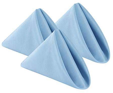 Cloth Napkins 17x17 inch Washable Polyester Dinner Napkins Soft Table Napkins for Wedding Party Dining Banquet(Blue Mist,12PCS)
