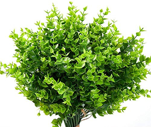 12 pz fiori artificiali resistenti ai raggi UV per esterni, piante finte e rametti verdi, bosso artificiale per feste nuziali, bouquet da sposa, arbusti verdi, piante, giardino di casa (verde)
