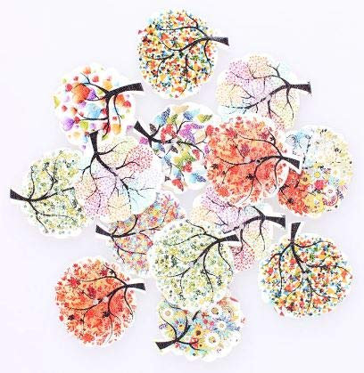 20 Holz Knöpfe Baum Muster Mix 30mm zum aufnähen - 2 Löcher a 1mm - nähen annähen Jackenknöpfe Mantelknöpfe basteln Scrapbooking runde farbige Holzknöpfe Bastelknöpfe