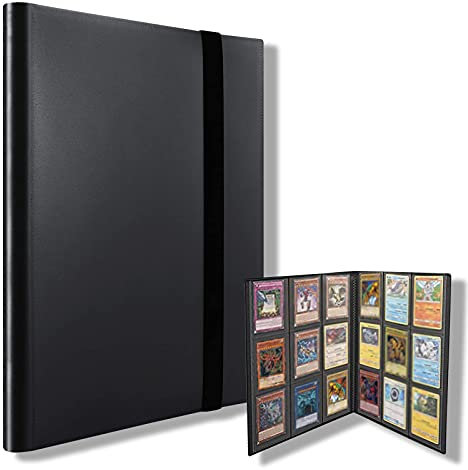 Sammelkarten Album,9 Pocket Sammelalbum,Karten Ordner mit 360 Kartenkapazität,Kartenhalter für YuGiOh,Match Attax,Ninjago usw (Schwarz),Geschenke für Jungen Kinder