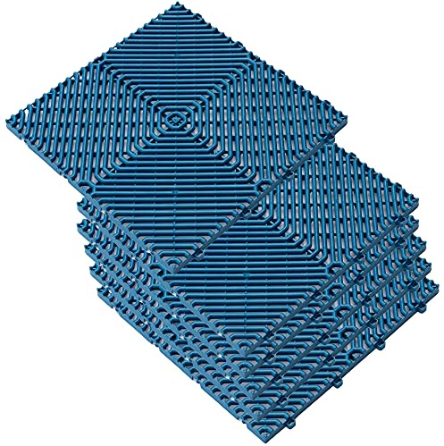 WELL HOME MOBILIARIO & DECORACIÓN Pack de 6 baldosas plásticas para suelo (jardín, terraza, piscina, camping, balcón, exterior) Azul ROMBO, 39,5x39,5x1,7cm (38,5x38,5 Neto) 1m2: 6 baldosas