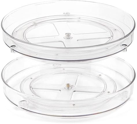 Spesh 2 Pcs Lazy Susan Turntable 360° Rotating Cupboard Organizers for Cabinet Fridge Turntable Organisers Rotating Spice Racks for Kitchen(27x4.3cm)
